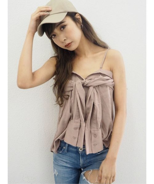 GYDA（ジェイダ）の「3WAY キャミソールシャツ（シャツ/ブラウス・レディース・ベージュ/オフホワイト/その他1/ブラック/その他・FREE）」の9枚目の写真