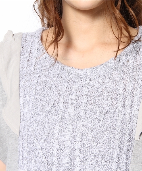 Another Edition（アナザーエディション）の「AE 3クロス フリル SSL T（Tシャツ/カットソー・レディース・ホワイト/グレー/ライトピンク・フリー）」の7枚目の写真