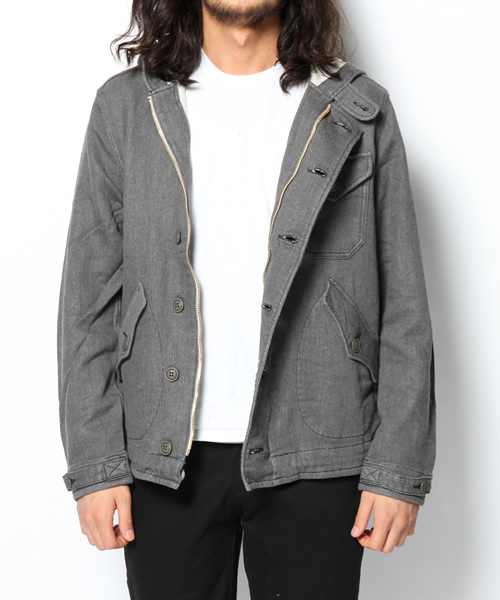 HYSTERIC GLAMOUR（ヒステリックグラマー）の「GHOST WOLVES pt ニッティッシュクロスフーデッドJK（ブルゾン・メンズ・ベージュ/インディゴブルー/トップグレー・SMALL/MEDIUM/LARGE）」の12枚目の写真