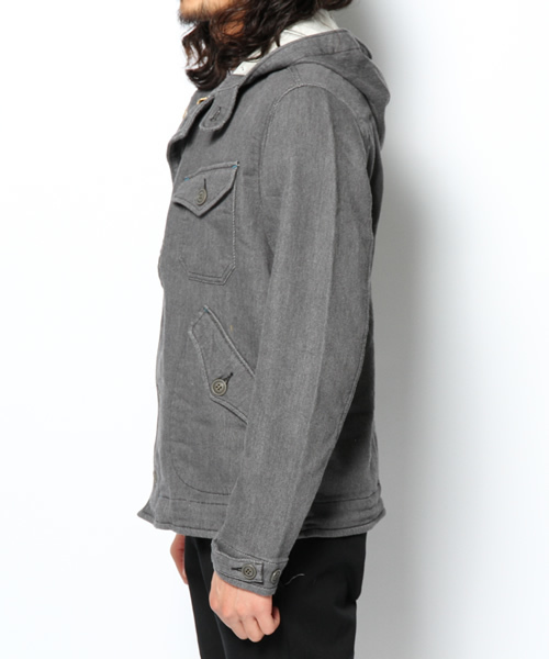 HYSTERIC GLAMOUR（ヒステリックグラマー）の「GHOST WOLVES pt ニッティッシュクロスフーデッドJK（ブルゾン・メンズ・ベージュ/インディゴブルー/トップグレー・SMALL/MEDIUM/LARGE）」の13枚目の写真