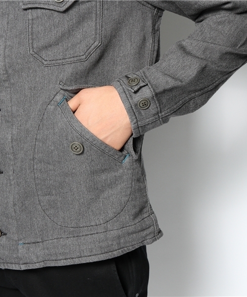 HYSTERIC GLAMOUR（ヒステリックグラマー）の「GHOST WOLVES pt ニッティッシュクロスフーデッドJK（ブルゾン・メンズ・ベージュ/インディゴブルー/トップグレー・SMALL/MEDIUM/LARGE）」の7枚目の写真