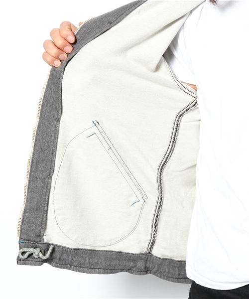 HYSTERIC GLAMOUR（ヒステリックグラマー）の「GHOST WOLVES pt ニッティッシュクロスフーデッドJK（ブルゾン・メンズ・ベージュ/インディゴブルー/トップグレー・SMALL/MEDIUM/LARGE）」の8枚目の写真