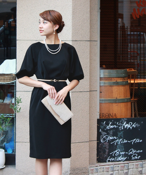 Trudea トルディア の ロング リーンシルエットパフスリーブワンピース 結婚式 成人式 謝恩会ワンピース パーティードレス ドレス Wear