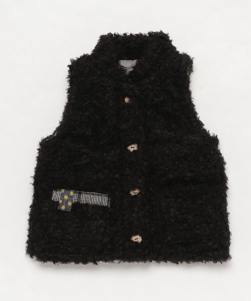 RAGMART（ラグマート）の「ファーｘチェックリバーシブルベスト（ベスト・キッズ・ブラック/グレー・110cm/100cm/120cm/130cm）」の7枚目の写真