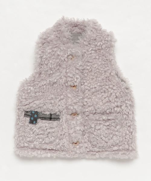 RAGMART（ラグマート）の「ファーｘチェックリバーシブルベスト（ベスト・キッズ・ブラック/グレー・110cm/100cm/120cm/130cm）」の2枚目の写真