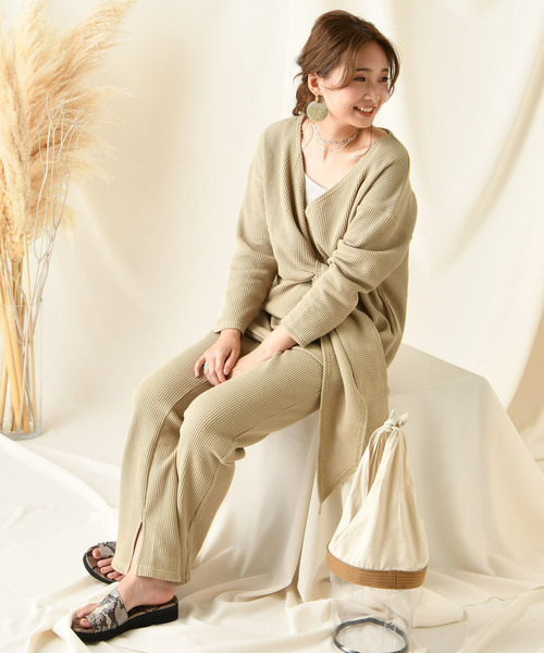 DouDou（ドゥドゥ）の「ワッフルカシュ風プルオーバー（Tシャツ/カットソー・レディース・ブラウン/ベージュ/ライトグリーン・FREE）」の6枚目の写真