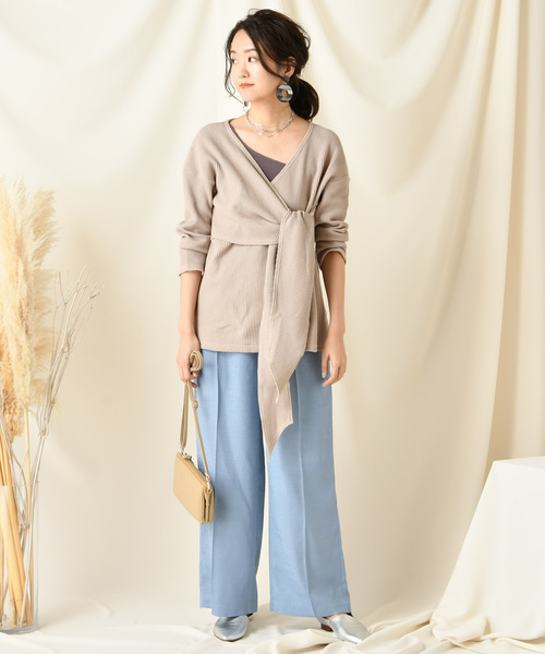 DouDou（ドゥドゥ）の「ワッフルカシュ風プルオーバー（Tシャツ/カットソー・レディース・ブラウン/ベージュ/ライトグリーン・FREE）」の17枚目の写真