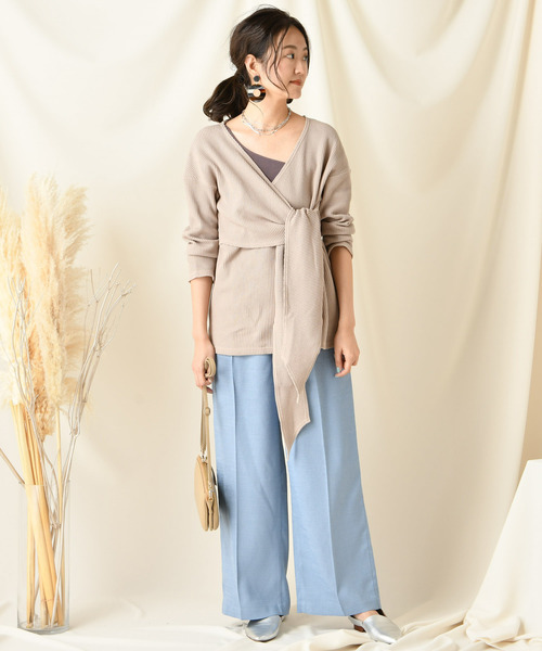 DouDou（ドゥドゥ）の「ワッフルカシュ風プルオーバー（Tシャツ/カットソー・レディース・ブラウン/ベージュ/ライトグリーン・FREE）」の18枚目の写真