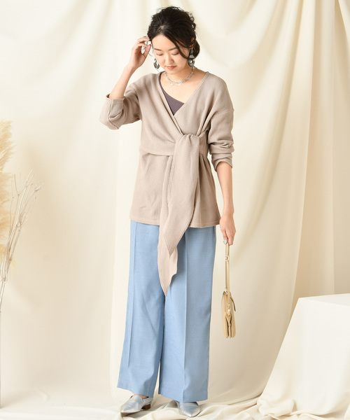 DouDou（ドゥドゥ）の「ワッフルカシュ風プルオーバー（Tシャツ/カットソー・レディース・ブラウン/ベージュ/ライトグリーン・FREE）」の19枚目の写真