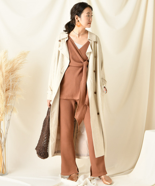 DouDou（ドゥドゥ）の「ワッフルカシュ風プルオーバー（Tシャツ/カットソー・レディース・ブラウン/ベージュ/ライトグリーン・FREE）」の10枚目の写真