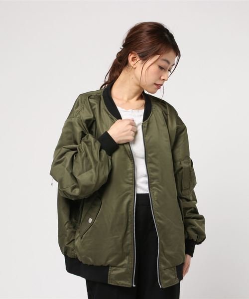 WEGO（ウィゴー）の「WEGO/リバーシブルBIGナイロンブルゾン（ブルゾン・レディース・パープル/イエロー/ライトピンク/ライム・FREE）」の9枚目の写真