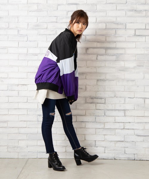 WEGO（ウィゴー）の「WEGO/リバーシブルBIGナイロンブルゾン（ブルゾン・レディース・パープル/イエロー/ライトピンク/ライム・FREE）」の11枚目の写真