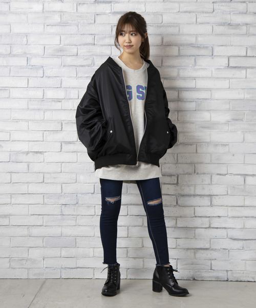 WEGO（ウィゴー）の「WEGO/リバーシブルBIGナイロンブルゾン（ブルゾン・レディース・パープル/イエロー/ライトピンク/ライム・FREE）」の12枚目の写真