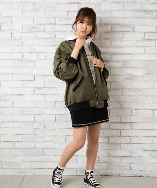 WEGO（ウィゴー）の「WEGO/リバーシブルBIGナイロンブルゾン（ブルゾン・レディース・パープル/イエロー/ライトピンク/ライム・FREE）」の15枚目の写真