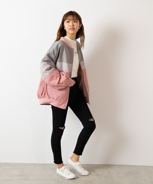 WEGO（ウィゴー）の「WEGO/リバーシブルBIGナイロンブルゾン（ブルゾン・レディース・パープル/イエロー/ライトピンク/ライム・FREE）」の16枚目の写真