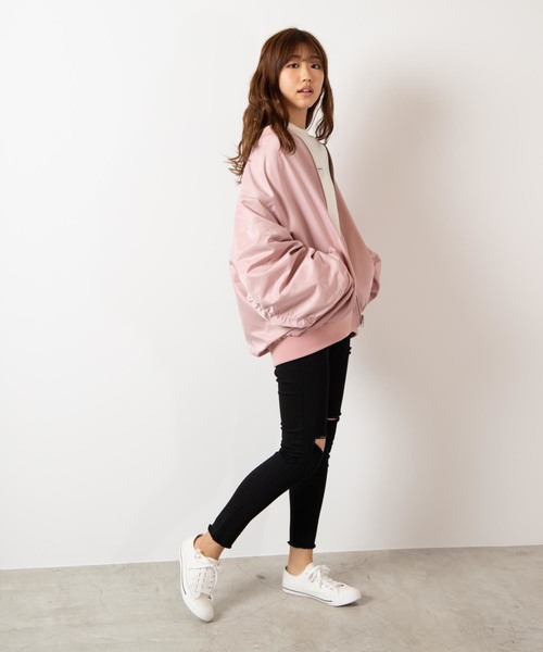 WEGO（ウィゴー）の「WEGO/リバーシブルBIGナイロンブルゾン（ブルゾン・レディース・パープル/イエロー/ライトピンク/ライム・FREE）」の18枚目の写真