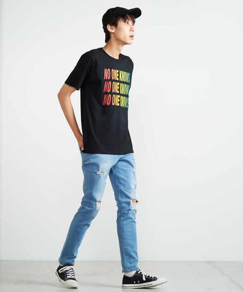 WEGO(ウィゴー)の「WEGO/グラデーションロゴTシャツ(Tシャツ/カットソー・メンズ・ブラック・MEDIUM/LARGE)」の8枚目の写真