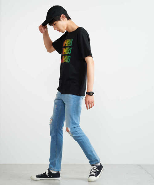WEGO(ウィゴー)の「WEGO/グラデーションロゴTシャツ(Tシャツ/カットソー・メンズ・ブラック・MEDIUM/LARGE)」の7枚目の写真
