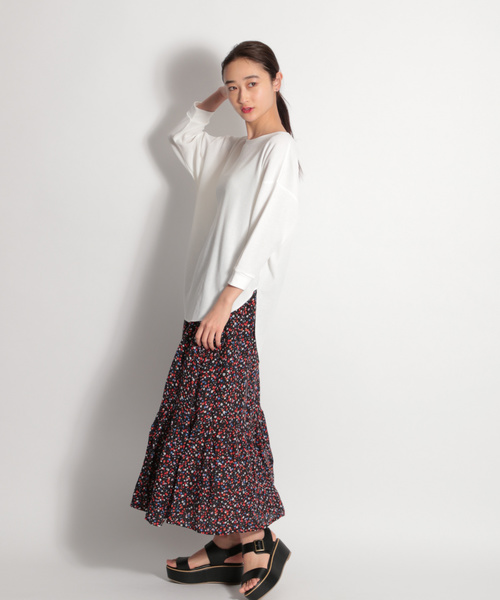 niko and...（ニコアンド）の「レーヨンアソート柄ティアードスカート（スカート・レディース・ブラック/ネイビー/グリーン・MEDIUM/LARGE）」の11枚目の写真