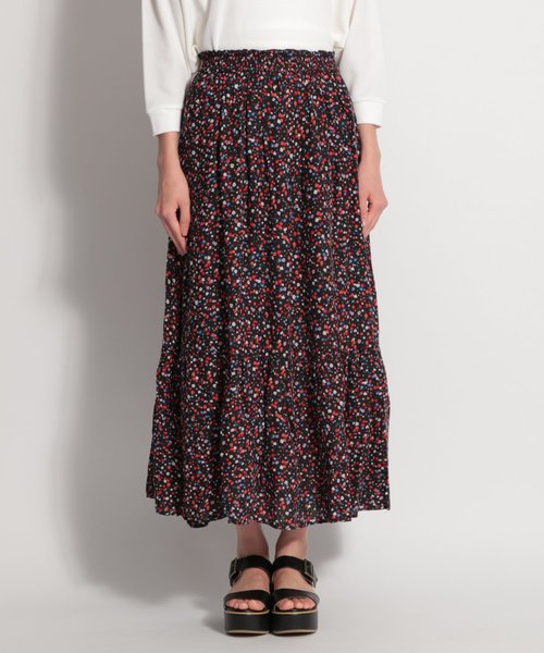 niko and...（ニコアンド）の「レーヨンアソート柄ティアードスカート（スカート・レディース・ブラック/ネイビー/グリーン・MEDIUM/LARGE）」の6枚目の写真