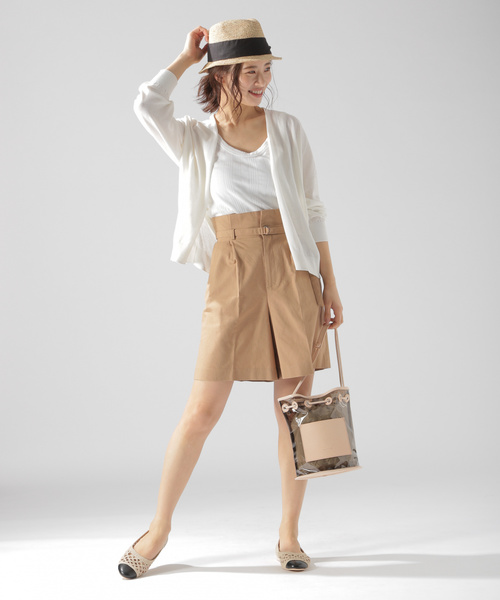BAYFLOW（ベイフロー）の「ベルトツキショートパンツ（その他パンツ・レディース・ベージュ/ネイビー・SMALL/MEDIUM）」の7枚目の写真