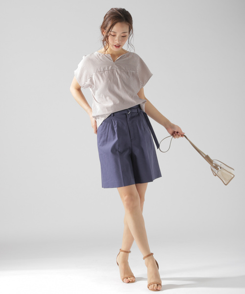 BAYFLOW（ベイフロー）の「ベルトツキショートパンツ（その他パンツ・レディース・ベージュ/ネイビー・SMALL/MEDIUM）」の8枚目の写真