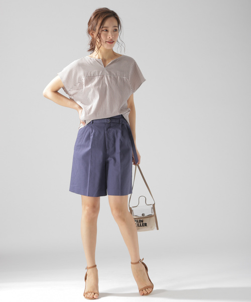 BAYFLOW（ベイフロー）の「ベルトツキショートパンツ（その他パンツ・レディース・ベージュ/ネイビー・SMALL/MEDIUM）」の9枚目の写真