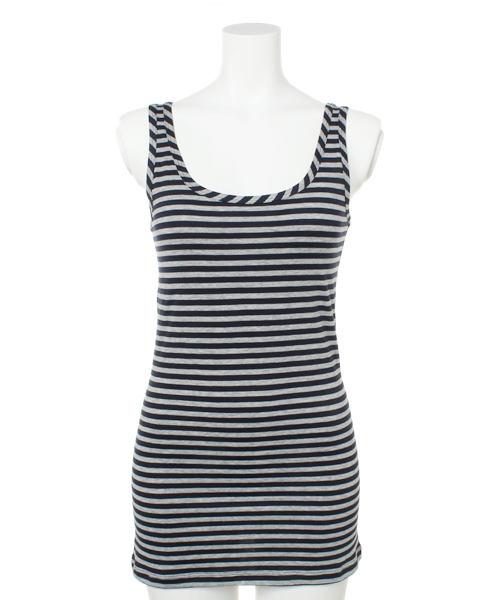 PLST（プラステ）の「クルーネックボーダージャージータンクトップ（タンクトップ・レディース・ホワイト/ネイビー・2）」の2枚目の写真