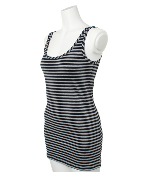 PLST（プラステ）の「クルーネックボーダージャージータンクトップ（タンクトップ・レディース・ホワイト/ネイビー・2）」の3枚目の写真