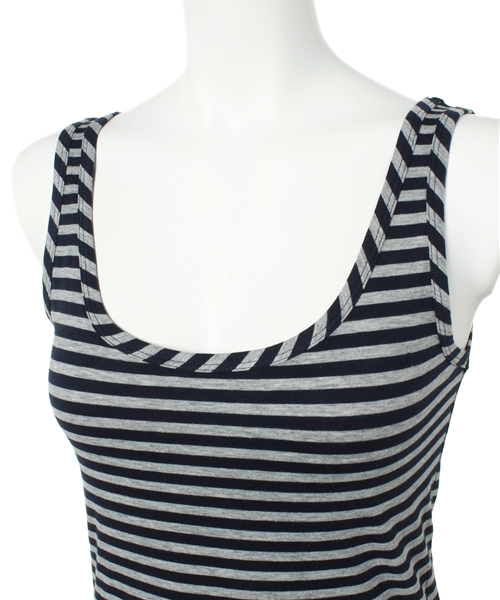 PLST（プラステ）の「クルーネックボーダージャージータンクトップ（タンクトップ・レディース・ホワイト/ネイビー・2）」の5枚目の写真