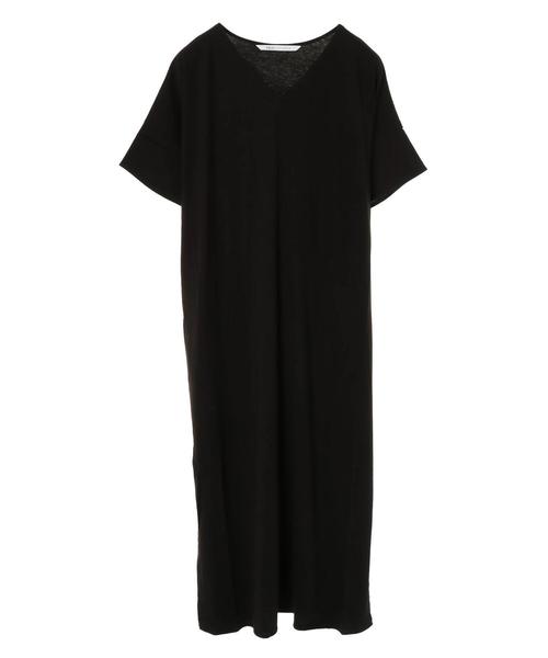 Editt by YECCA VECCA(エディットバイイェッカヴェッカ)の「P.Vネックカットソーマキシワンピース●(ワンピース・レディース・ブラック/ブラウン/ブルー・FREE)」の4枚目の写真