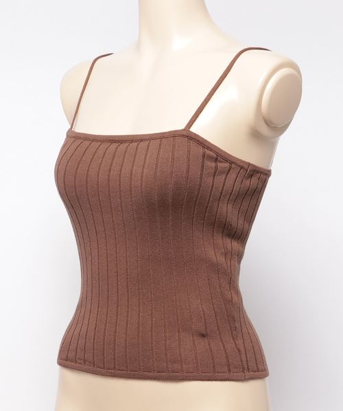 EGOIST（エゴイスト）の「パット付リブニットＴＯＰ（キャミソール・レディース・ブラック/ブラウン/ブルー/ホワイト・FREE）」の6枚目の写真