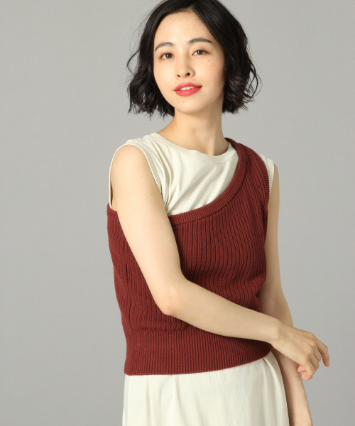 LOWRYS FARM（ローリーズファーム）の「リブワンショルノースリ　841942（ニット/セーター・レディース・チャコールグレー/バーガンディー/ベージュ・FREE）」の3枚目の写真