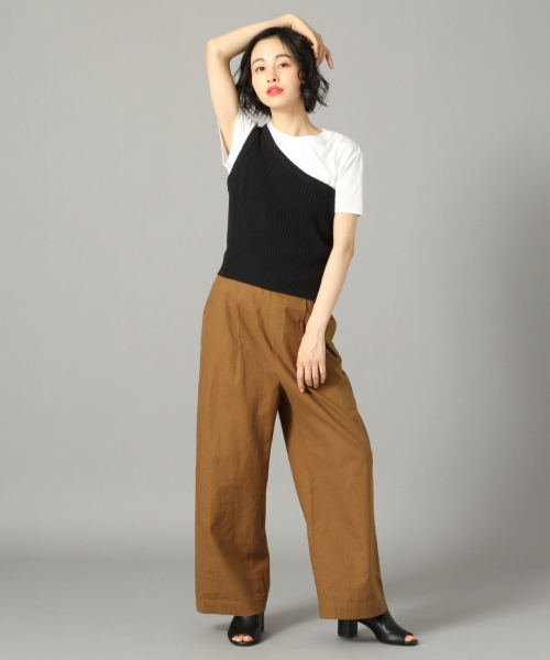 LOWRYS FARM（ローリーズファーム）の「リブワンショルノースリ　841942（ニット/セーター・レディース・チャコールグレー/バーガンディー/ベージュ・FREE）」の4枚目の写真