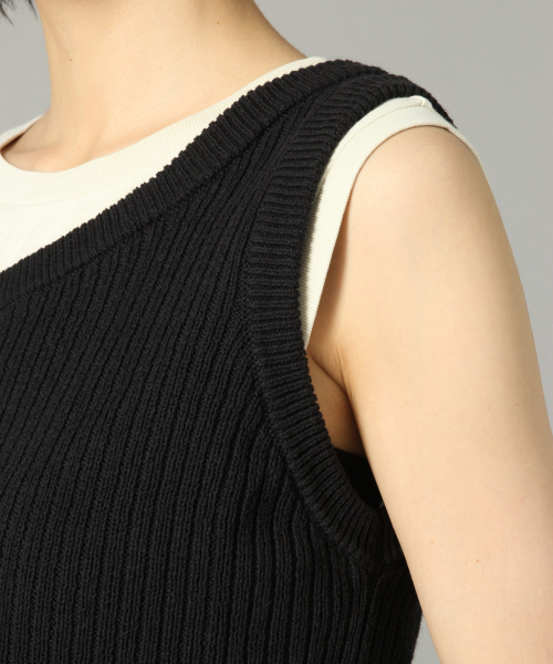 LOWRYS FARM（ローリーズファーム）の「リブワンショルノースリ　841942（ニット/セーター・レディース・チャコールグレー/バーガンディー/ベージュ・FREE）」の8枚目の写真