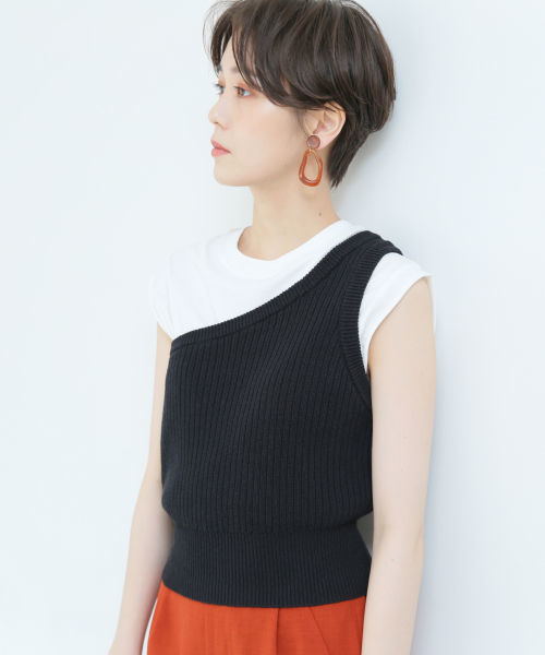 LOWRYS FARM（ローリーズファーム）の「リブワンショルノースリ　841942（ニット/セーター・レディース・チャコールグレー/バーガンディー/ベージュ・FREE）」の13枚目の写真