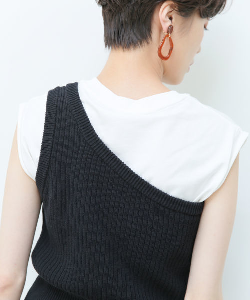 LOWRYS FARM（ローリーズファーム）の「リブワンショルノースリ　841942（ニット/セーター・レディース・チャコールグレー/バーガンディー/ベージュ・FREE）」の12枚目の写真