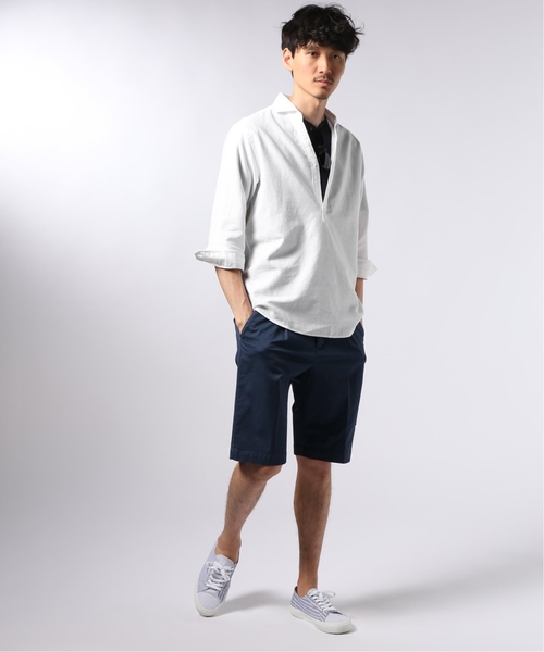 EDIFICE(エディフィス)の「コットン/リネン カラミ カッタウェイカラー 7分袖 シャツ(シャツ/ブラウス・メンズ・ブラック/ホワイト/カーキ/ブルー系その他・SMALL/MEDIUM/LARGE/X-LARGE)」の5枚目の写真