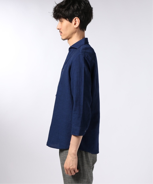 EDIFICE(エディフィス)の「コットン/リネン カラミ カッタウェイカラー 7分袖 シャツ(シャツ/ブラウス・メンズ・ブラック/ホワイト/カーキ/ブルー系その他・SMALL/MEDIUM/LARGE/X-LARGE)」の8枚目の写真