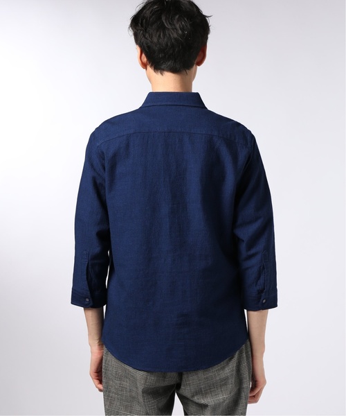 EDIFICE(エディフィス)の「コットン/リネン カラミ カッタウェイカラー 7分袖 シャツ(シャツ/ブラウス・メンズ・ブラック/ホワイト/カーキ/ブルー系その他・SMALL/MEDIUM/LARGE/X-LARGE)」の9枚目の写真