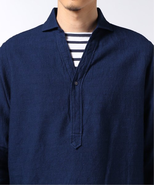 EDIFICE(エディフィス)の「コットン/リネン カラミ カッタウェイカラー 7分袖 シャツ(シャツ/ブラウス・メンズ・ブラック/ホワイト/カーキ/ブルー系その他・SMALL/MEDIUM/LARGE/X-LARGE)」の10枚目の写真