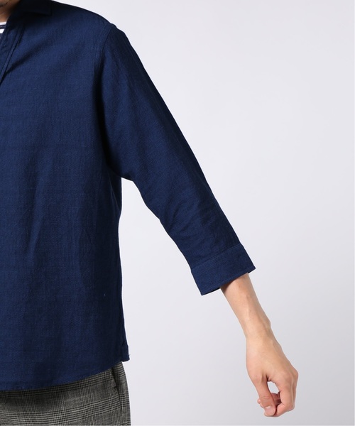 EDIFICE(エディフィス)の「コットン/リネン カラミ カッタウェイカラー 7分袖 シャツ(シャツ/ブラウス・メンズ・ブラック/ホワイト/カーキ/ブルー系その他・SMALL/MEDIUM/LARGE/X-LARGE)」の12枚目の写真