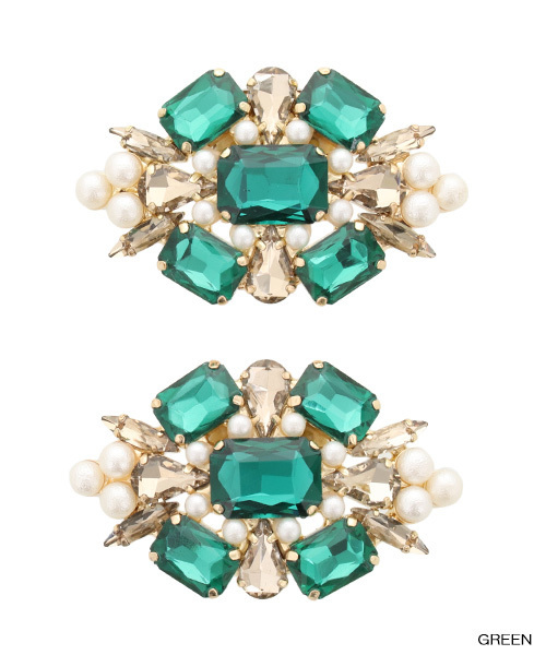 RANDA（ランダ）の「カラービジュー×パールシューズクリップ（シューケア用品・レディース・ピンク/グリーン・FREE）」の2枚目の写真