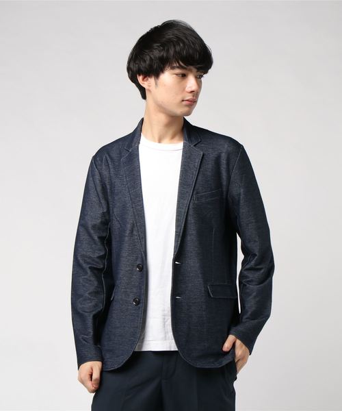 semantic design(セマンティックデザイン)の「セマンティックデザイン/semantic design シャンブレーポンチカットテーラードジャケット(テーラードジャケット)」|ネイビー