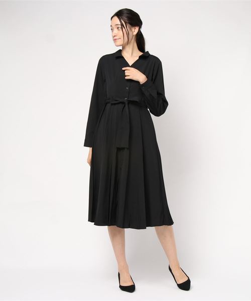 KOBE LETTUCE(コウベレタス)の「2wayバックプリーツシャツワンピース(ワンピース・レディース・ブラック/カーキ/ブラウン系その他/ピンク系その他/パープル系その他/ベージュ/ライトカーキ/ライトベージュ・FREE)」の2枚目の写真