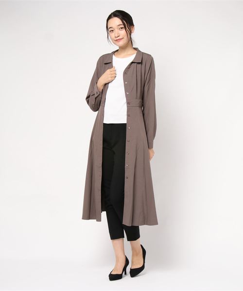 KOBE LETTUCE(コウベレタス)の「2wayバックプリーツシャツワンピース(ワンピース・レディース・ブラック/カーキ/ブラウン系その他/ピンク系その他/パープル系その他/ベージュ/ライトカーキ/ライトベージュ・FREE)」の18枚目の写真