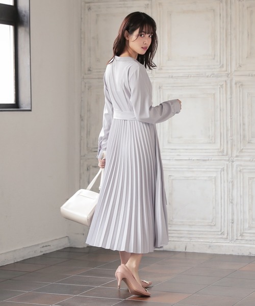 KOBE LETTUCE(コウベレタス)の「2wayバックプリーツシャツワンピース(ワンピース・レディース・ブラック/カーキ/ブラウン系その他/ピンク系その他/パープル系その他/ベージュ/ライトカーキ/ライトベージュ・FREE)」の7枚目の写真