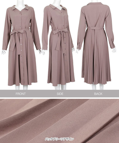 KOBE LETTUCE(コウベレタス)の「2wayバックプリーツシャツワンピース(ワンピース・レディース・ブラック/カーキ/ブラウン系その他/ピンク系その他/パープル系その他/ベージュ/ライトカーキ/ライトベージュ・FREE)」の21枚目の写真