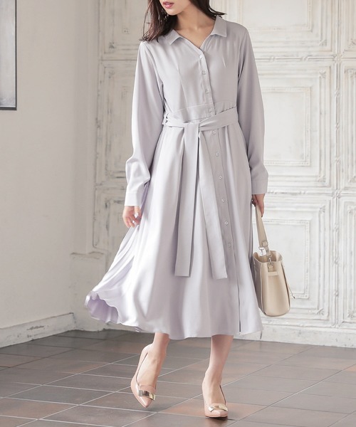 KOBE LETTUCE(コウベレタス)の「2wayバックプリーツシャツワンピース(ワンピース・レディース・ブラック/カーキ/ブラウン系その他/ピンク系その他/パープル系その他/ベージュ/ライトカーキ/ライトベージュ・FREE)」の14枚目の写真