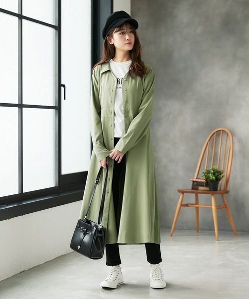 KOBE LETTUCE(コウベレタス)の「2wayバックプリーツシャツワンピース(ワンピース・レディース・ブラック/カーキ/ブラウン系その他/ピンク系その他/パープル系その他/ベージュ/ライトカーキ/ライトベージュ・FREE)」の12枚目の写真